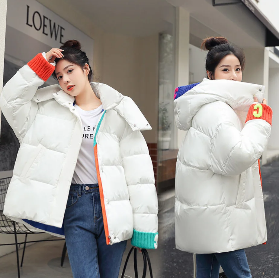 

Beardon Winter Women's Jacket Fashion Short Loose Down Padded Coat 2022 New Hooded Casual Versatile Parkas Short Cotton Jacket
