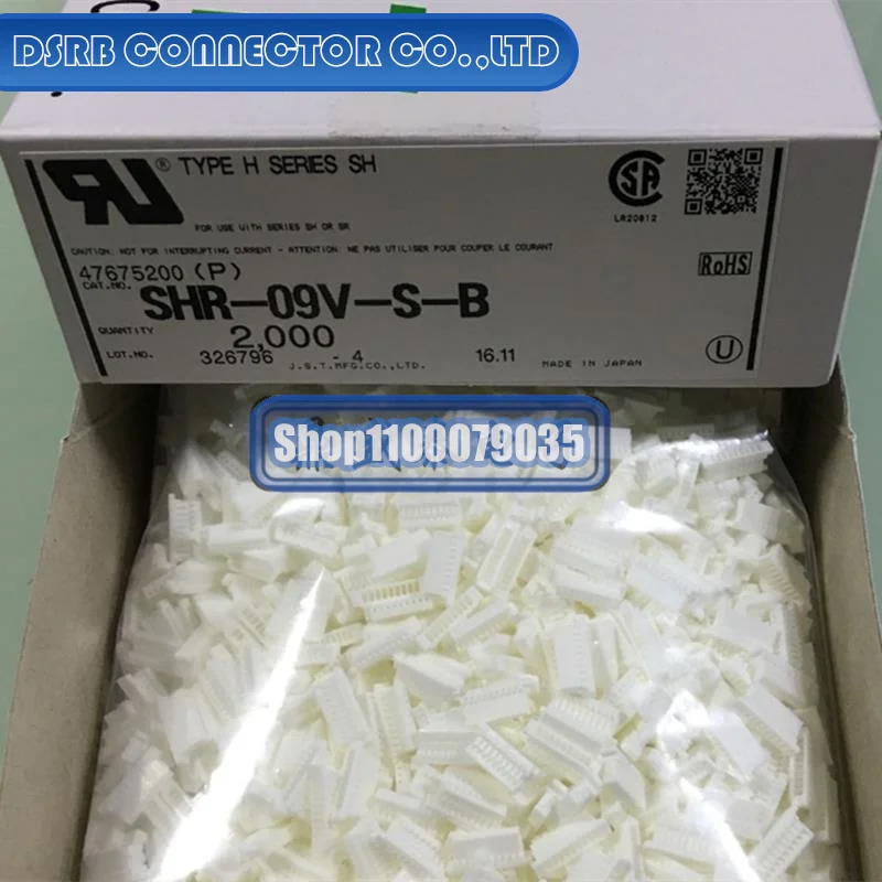 

50pcs/lot SHR-09V-S-B Plastic shell 9P 1.0MM legs width 100% New and Original