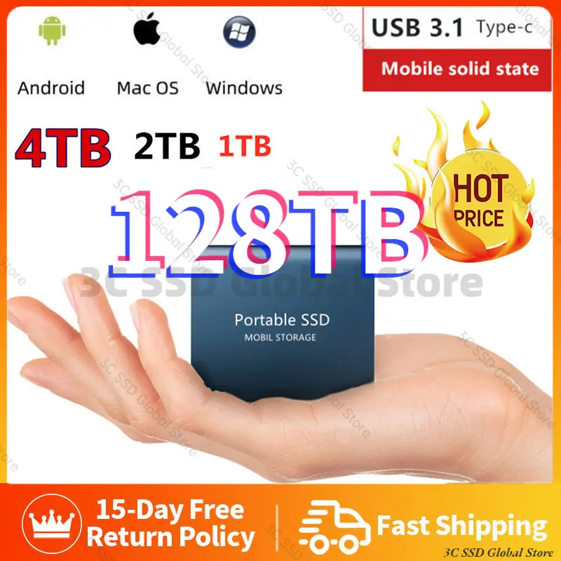 

Портативный твердотельный Накопитель SSD 4 ТБ, 128 ТБ, 6 Тб, 8 ТБ, SSD, 2,5 дюйма, жесткий диск, электроника, жесткий диск для ПК