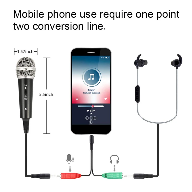 lefon recording condenser microphone mobile phone microphone microfone for computer pc karaoke mic holder for android 3 5mm plug free global shipping