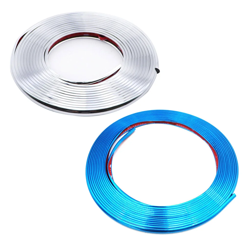 

Hot Sale New Durable 1x Car Trim Strip Plating Material Silver 8.2x3mm Blue Double-side Adhesive For Fog Lights