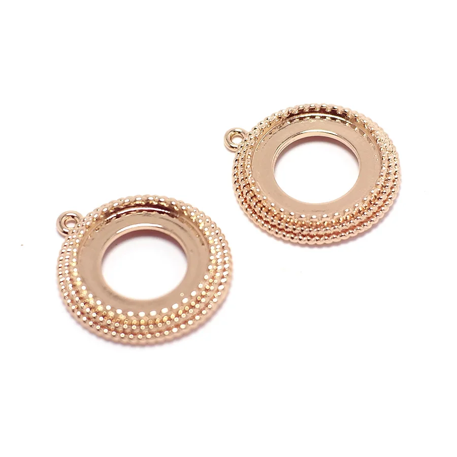 

4pcs Round Wavy Charms,Rose Gold Color Plated Brass,18.3x16.3x3mm,Textured Drop Pendant,Jewelry Making