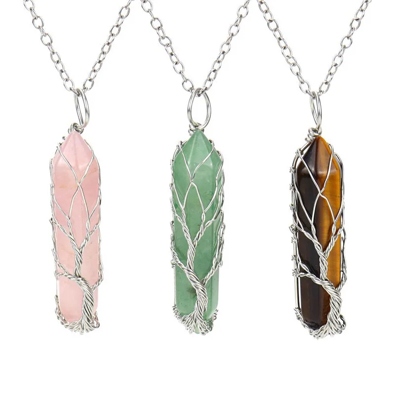 Колье ручной работы с имитацией дерева жизни, украшение из натуральных страз, длинная цепочка серебристого цвета, 20 дюймов