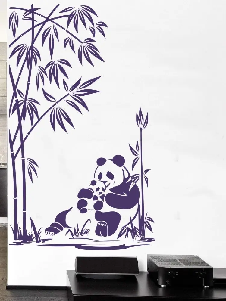 Милые панды в бамбуковой искусстве природные деревья украшение для дома и