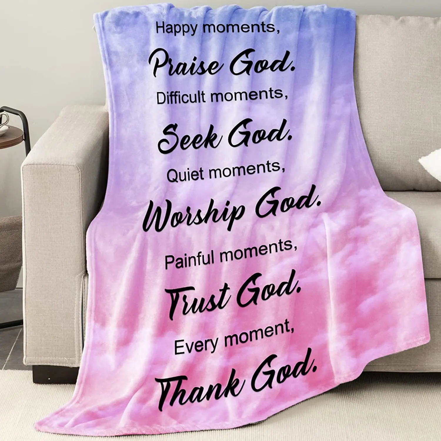 

Throw Blanket with Inspirational Thoughts and Prayers Religious Lightweight Cozy Plush Warm Blankets Perfect Gift for Men Women