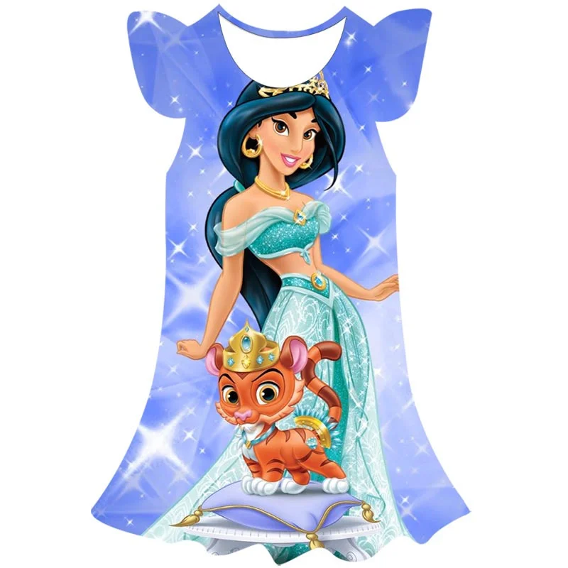 

Girls Summer Jasmine Princess Dress 1-10 Years Kids Casual Dresses Outfits Children Aladdin Birthday Party Dress for Girls Frock