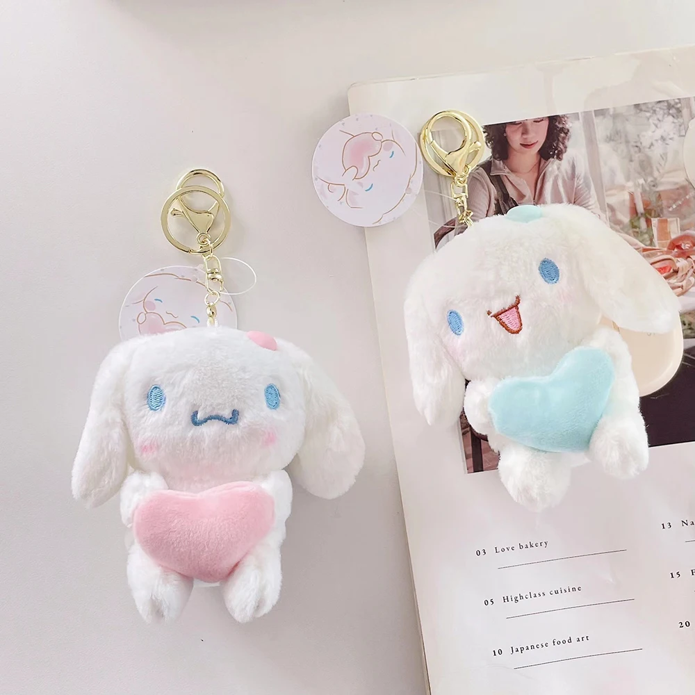 

Kawaii Sanrio Holding Heart Cinnamoroll Plush Toy Pendant Keychain Cartoon Anime Pendant Toy Backpack Ornaments Kid Dolls Gift