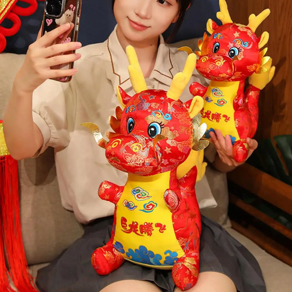 

Трехмерное выражение лица, плюшевый дракон, плюшевая кукла 2024, знаки китайского зодиака, яркий мультяшный талисман для детей