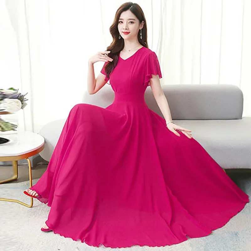 Винтажное Элегантное синее платье-трапеция с V-образным вырезом и коротким