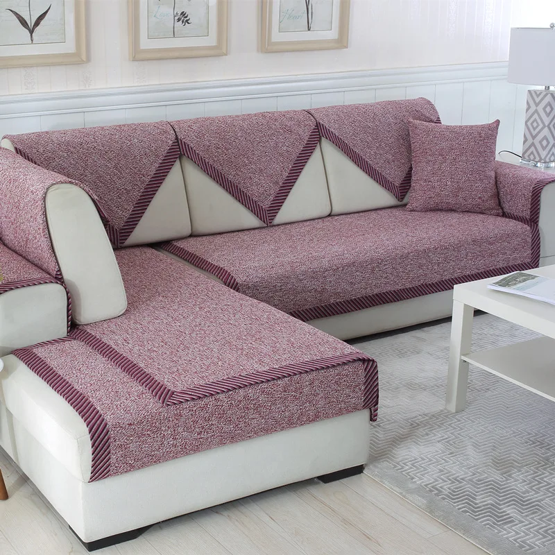 

Simple sofa cover four seasons sofa towel high-end living room solid wood cotton linen sofa cushion