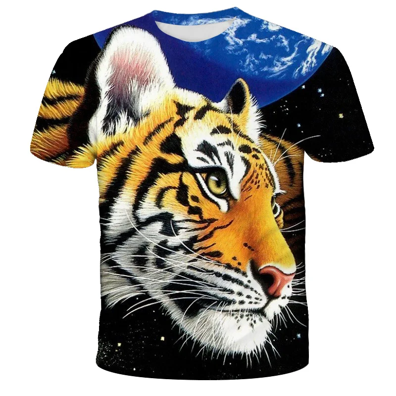 

Newest Tiger Lion Animals Print Cartoon Cool Funny T-Shirt Boys Short Sleeve T Shirt Tshirt Kids Fashion T-shirt Chilrden Tops