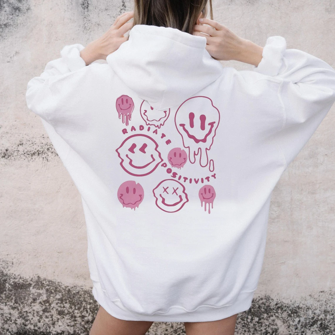 

Drippy Smiley Hoodie funny cute graphic women fashion youngs hipster vintage party street style grunge tumblr pullovers hoodies