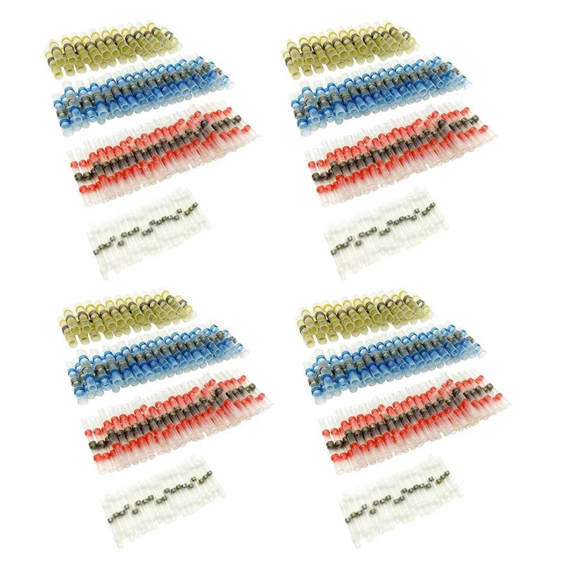 

New-200Pcs Solder Seal Wire Connector Sopoby Heat Shrink Butt Connectors Terminals Copper(92Red 48Blue 40White 20Yellow)
