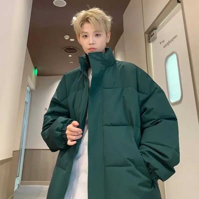 Утолщенное хлопковое пальто однотонная куртка-пуховик с воротником-стойкой для