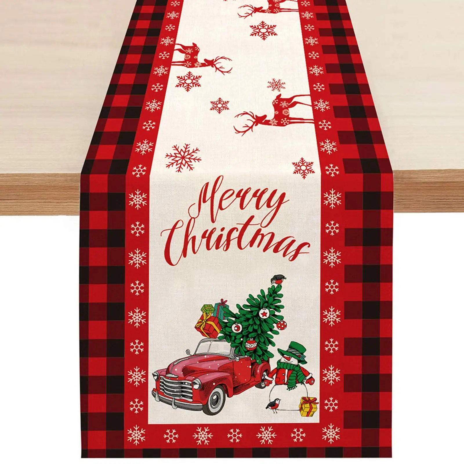 

Christmas Elk Snowflake Table Runner Merry Christmas Decoration For Home Tablecloth Cover Xmas Ornament New Year Party Tabl C6w6