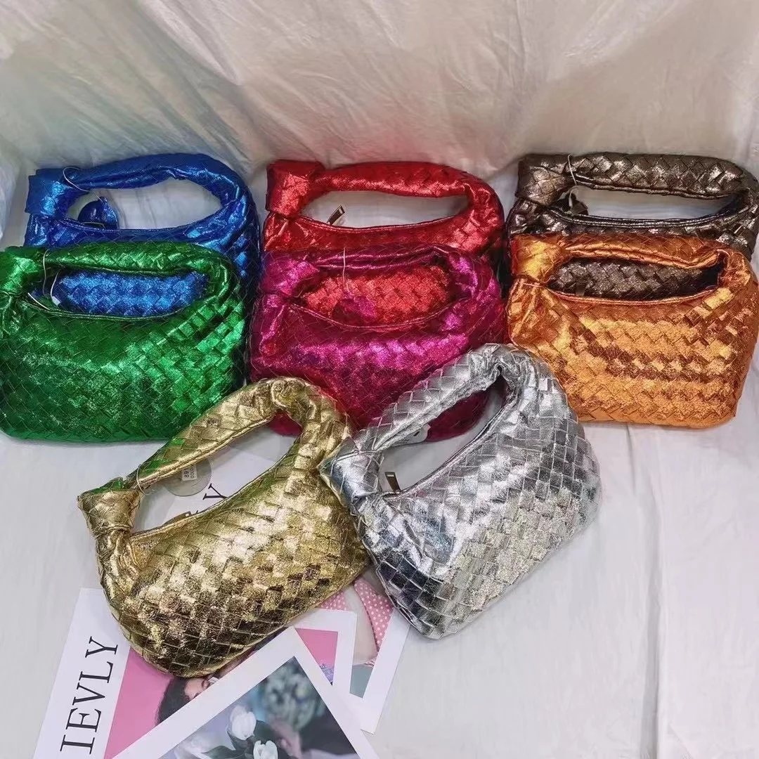 

2022 new ladies luxury handbags fashion famous designer female bag ladies bag PU knitting knitted handbag