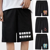 new summer running shorts men fitness training casual teeth pattern sports shorts breathable sweat workout absorbing pants