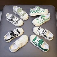 children canvas shoes boys sneakers girls casual shoes kids teenagers skate shoes checkered solid color fashion breathable sport