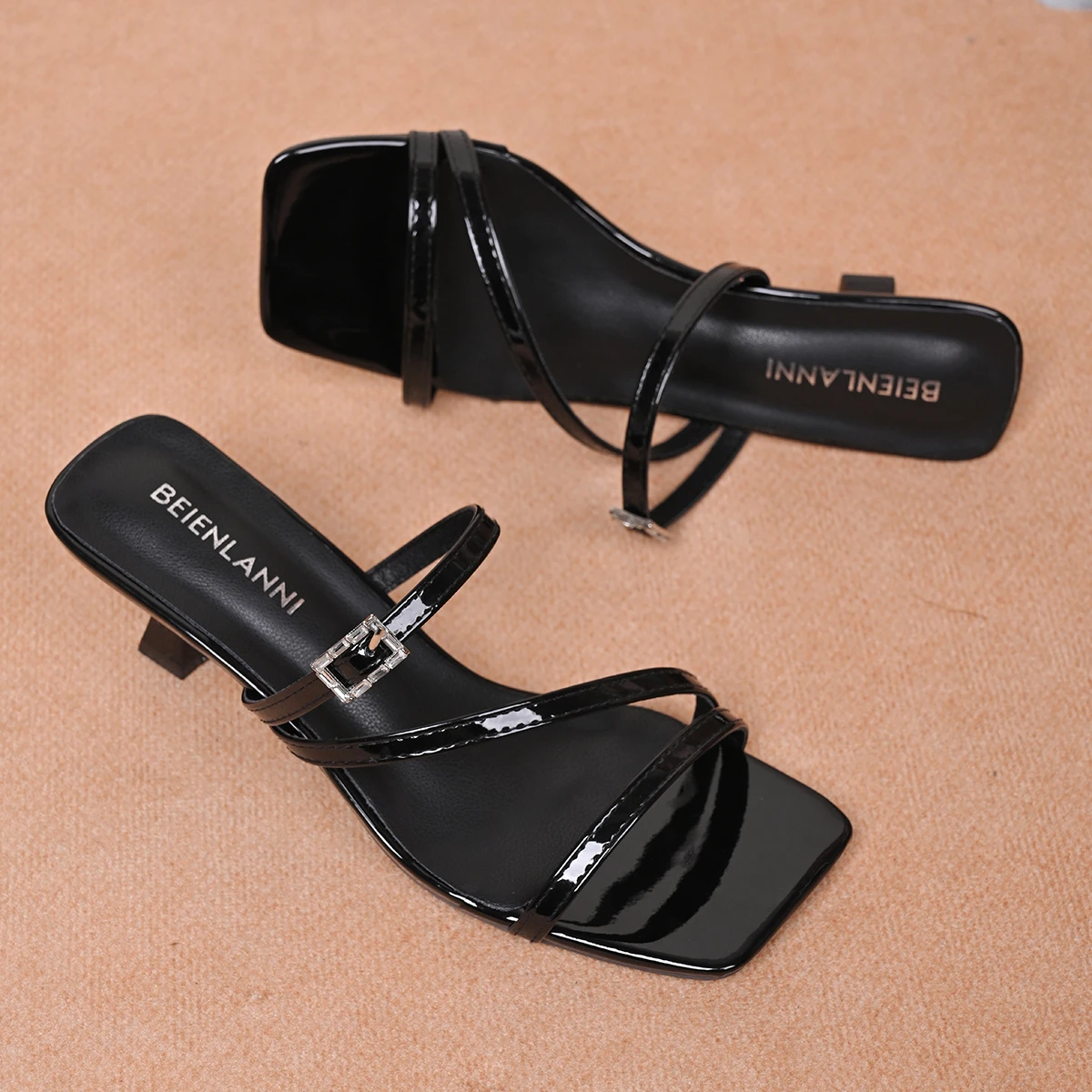 Женские туфли на высоком каблуке, сандалии с квадратным носком, летняя обувь, женские туфли 2026 года, люксовый бренд, туфли с открытым носком, модные шлепанцы Mujer (art.: 3920da454c352) - 3920da454c352