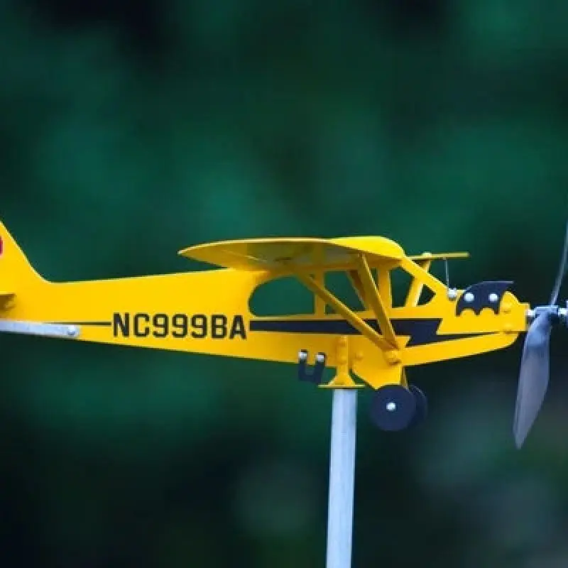 3D Piper J3 Cub Wind Spinner Plane металлический самолет флюгер уличная крыша индикатор