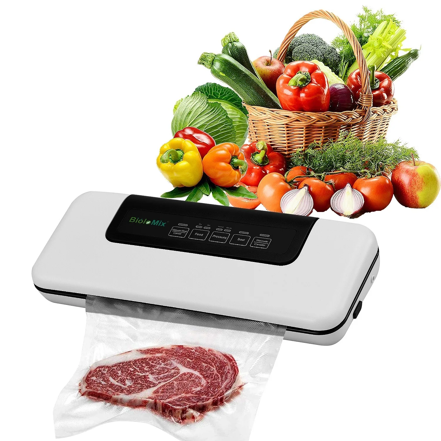 

Vacuum Sealer, Automatic Food Saver Machine for Food Preservation, Dry & Wet Mode for Sous Vide, 10 Vacuum Sealing Bags