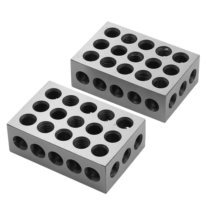 

2pcs/set Hardened Steel Parallel Blocks 0.001" Precision Matched Machinist 25-50-75mm Milling Tool 23 Holes 1-2-3" Block Gauge