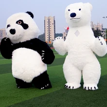 Inflation Polar Bear Panda Mascot Costume Suits Furry Suits Cosplay Party Game Dress Outfits Clothing Carnival Halloween Adults 