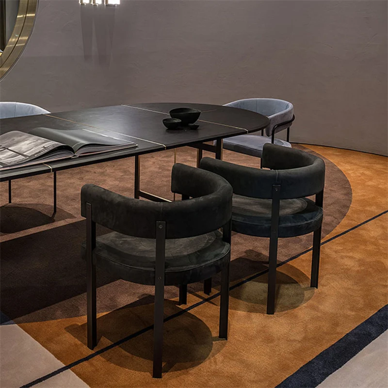 

Simple Modern Fabric Dining Chairs Office Dining Room Salon Armchair Nordic Design Creative Luxury Backrest Furniture SY50GM