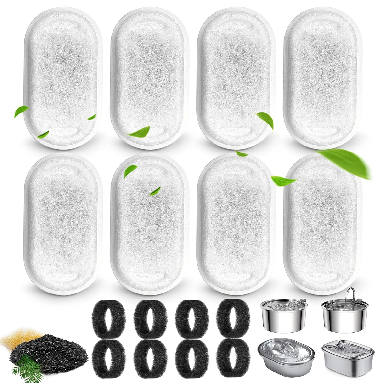 8 Sets Water Fountain Filters Fit for 3.2L/2L Cat Pet Water Dispenser