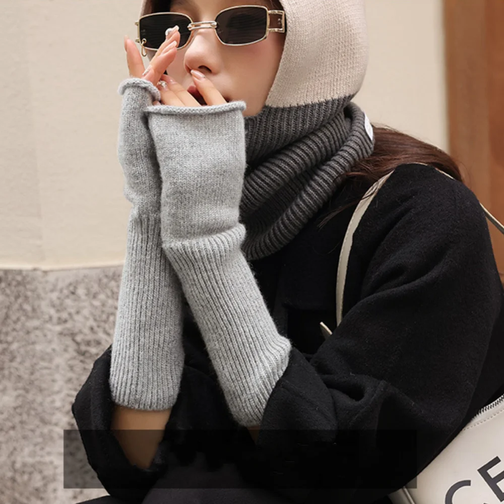

Long Fingerless Gloves Women‘s Mitten Winter Arm Warmer Knitted Arm Sleeve Fine Casual Soft Girls Goth Clothes Punk Gothic Glove