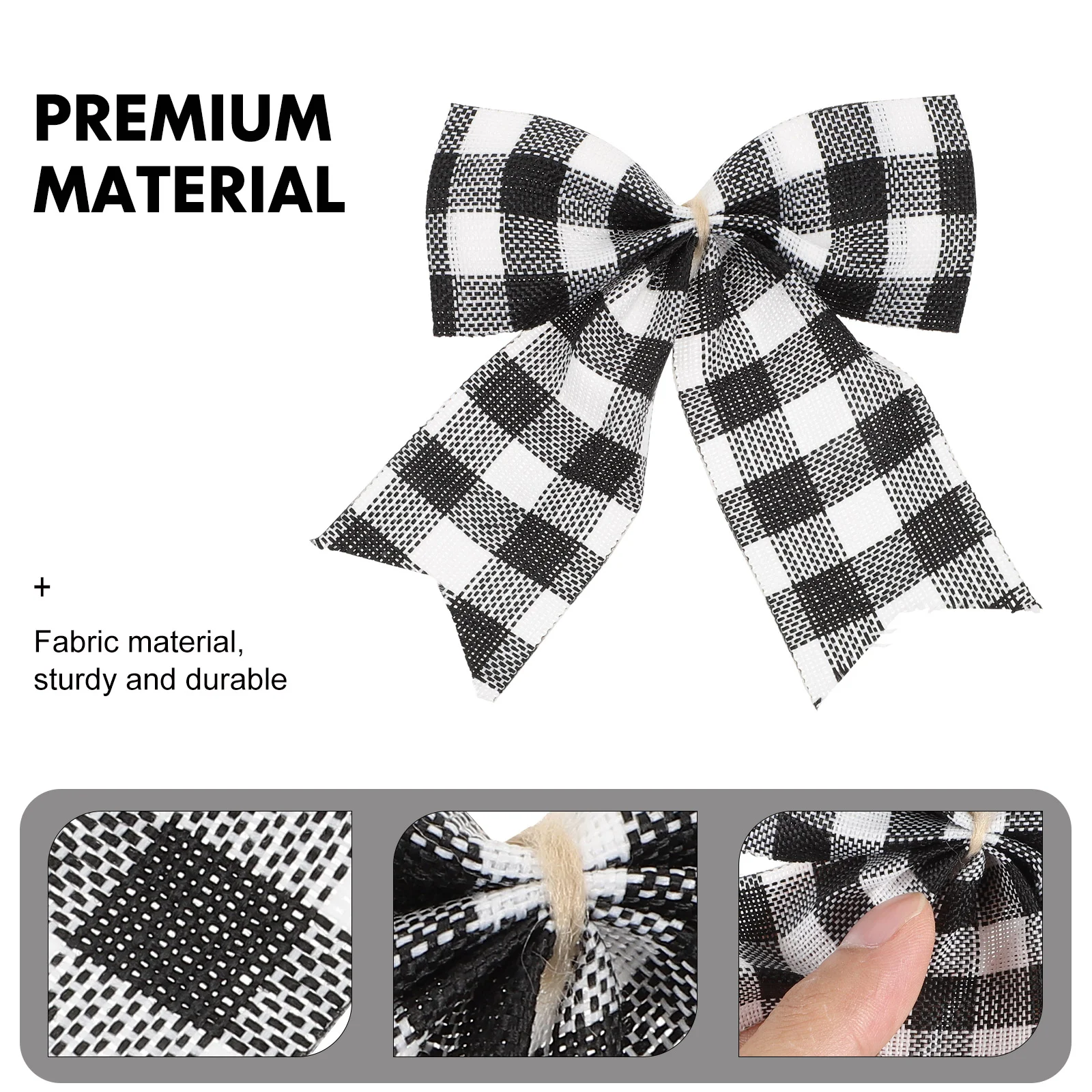 

Handcrafted Gift Christmas Tree Decoration Bows Black White Plaid Bowknot Party Hanging