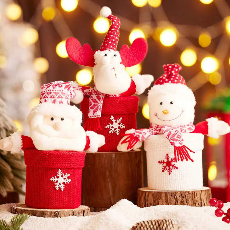 Рождественская вязаная сумка со звездой и яблоком Рождественский мультяшный