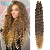 32 deep wave synthetic braiding hair afro curly braids hair extension twist crochet braided wig blonde 300g full heat for women