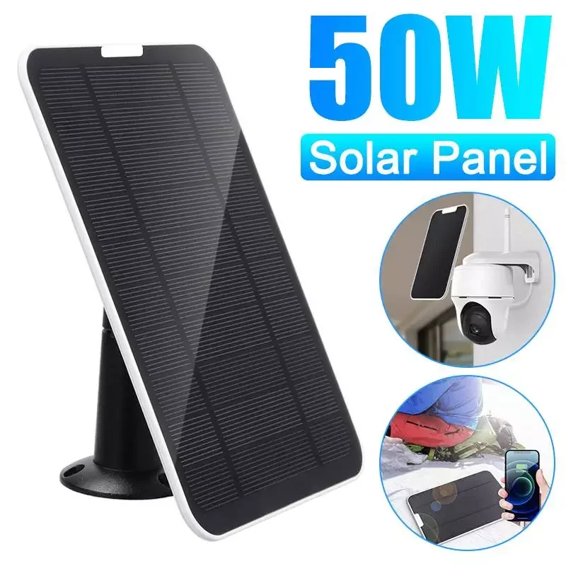 

50W Waterproof Solar Panel for Security Camera Outdoor Solar Power Panel Charger With 3m/10Ft 5V Micro USB Charging Cable
