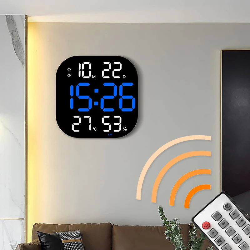 

Arylic LED Digital Wall Clock Temperature Date Day Display Alarm Clock with Remote Control for Living Room Bedroom Decor