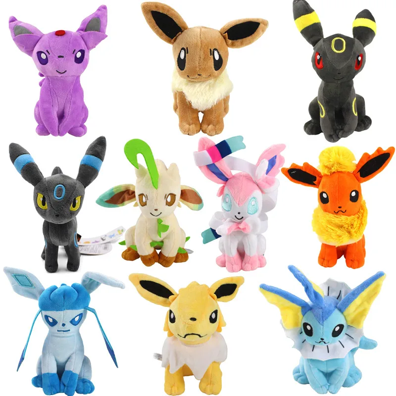 

10 Style Pokemon Standing Plush Eevee Leafeon Sylveon Flareon Jolteon Umbreon Vaporeon Stuffed Animal Soft Dolls Kids Toys Gift