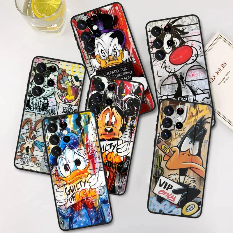 

Cute Donald Duck Mickey Mouse For Samsung A91 A81 A73 A72 A71 A54 A53 A52S A51 A42 A41 A34 A33 A21 A31 A23 lite Black Cover