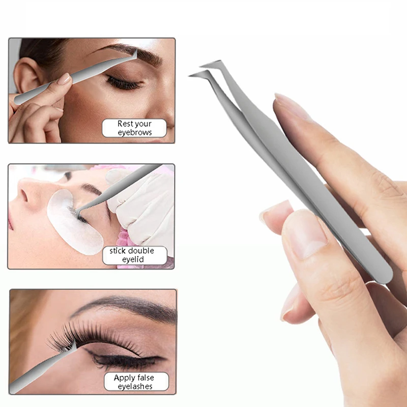 

1PC Stainless Steel Eyelashes Tweezers Professional For Lashes Extension Anti-static Eyelash Eyebrow Tweezer Makeup Tools