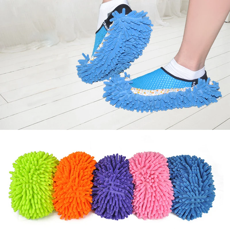 

New 1 PC Dust Cleaner Grazing Slippers House Bathroom Floor Cleaning Mop Cloths Clean Slipper Microfiber Lazy Shoes Cover