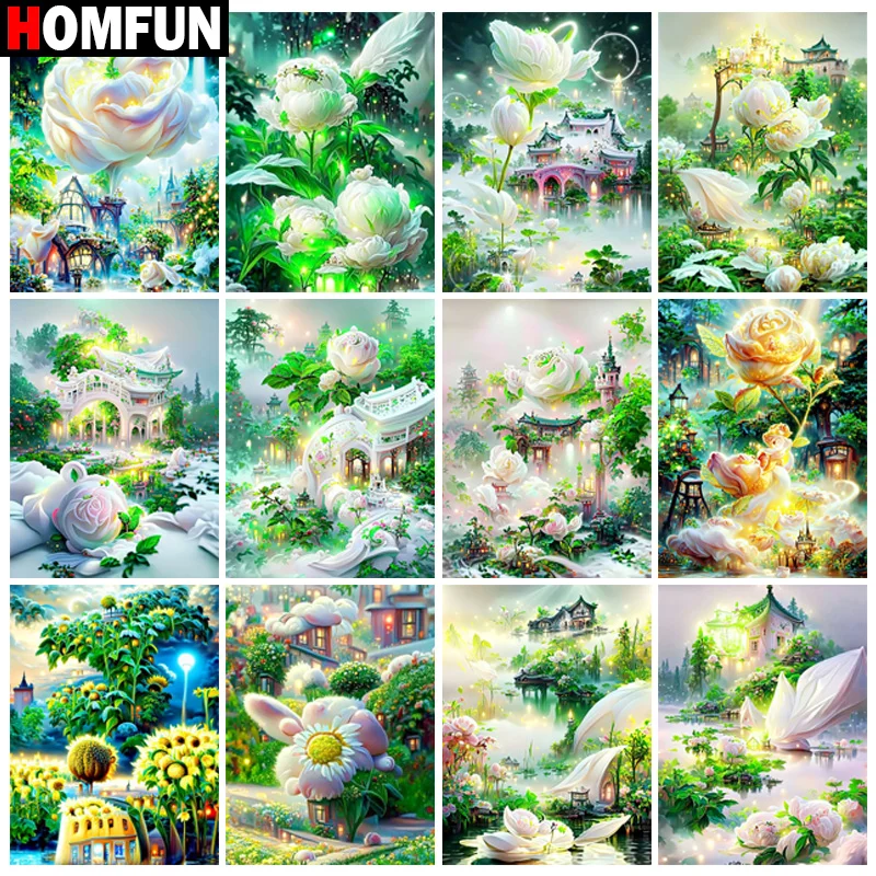 

Картина для алмазной вышивки HOMFUN, картина с искусственными стразами 5D «цветок», полная вышивка, для праздничных подарков