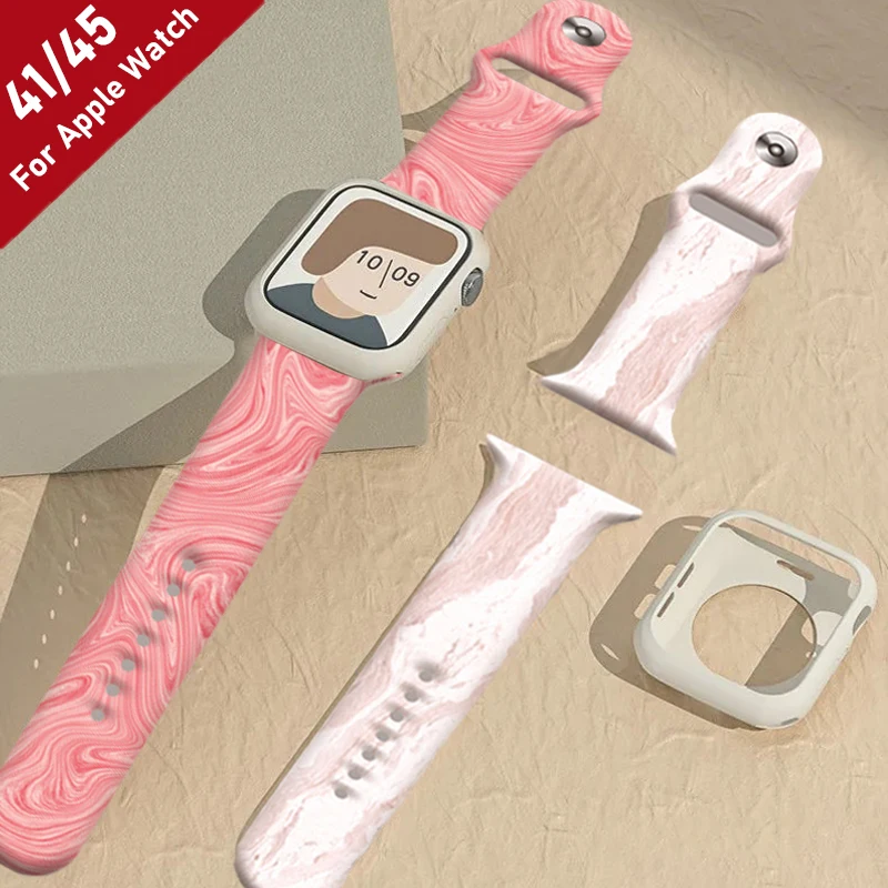 Ремешок силиконовый для apple watch band 38 40 42 44 мм браслет с принтом tie-dye iwatch series 7 6543 41 45 -