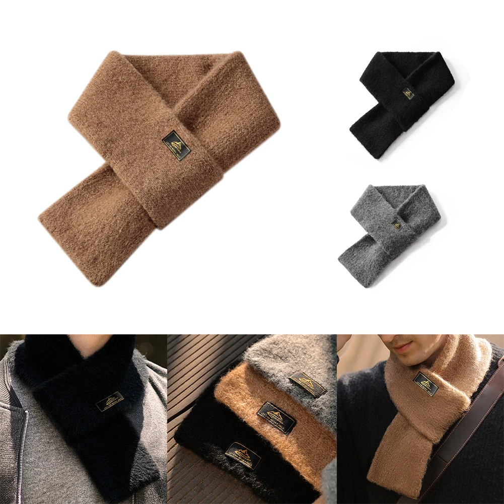Winter Cashmere Scarf For Men Outdoor Leisure Plush Warm Knitted Scarfs Keep Warm Accessories For Skiing Snowboarding Cycling