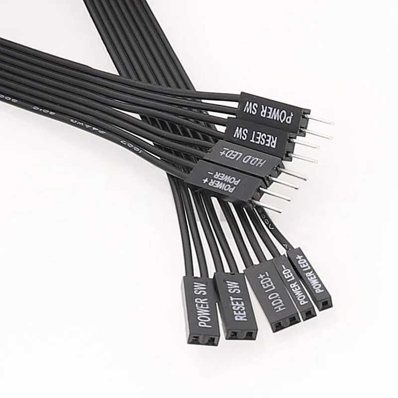 Фото Кабель-переходник для материнской платы ПК: кнопки HDD, LED, PLED, Reset, Power, удлинитель 20AWG, 20 см, соединительный провод №2