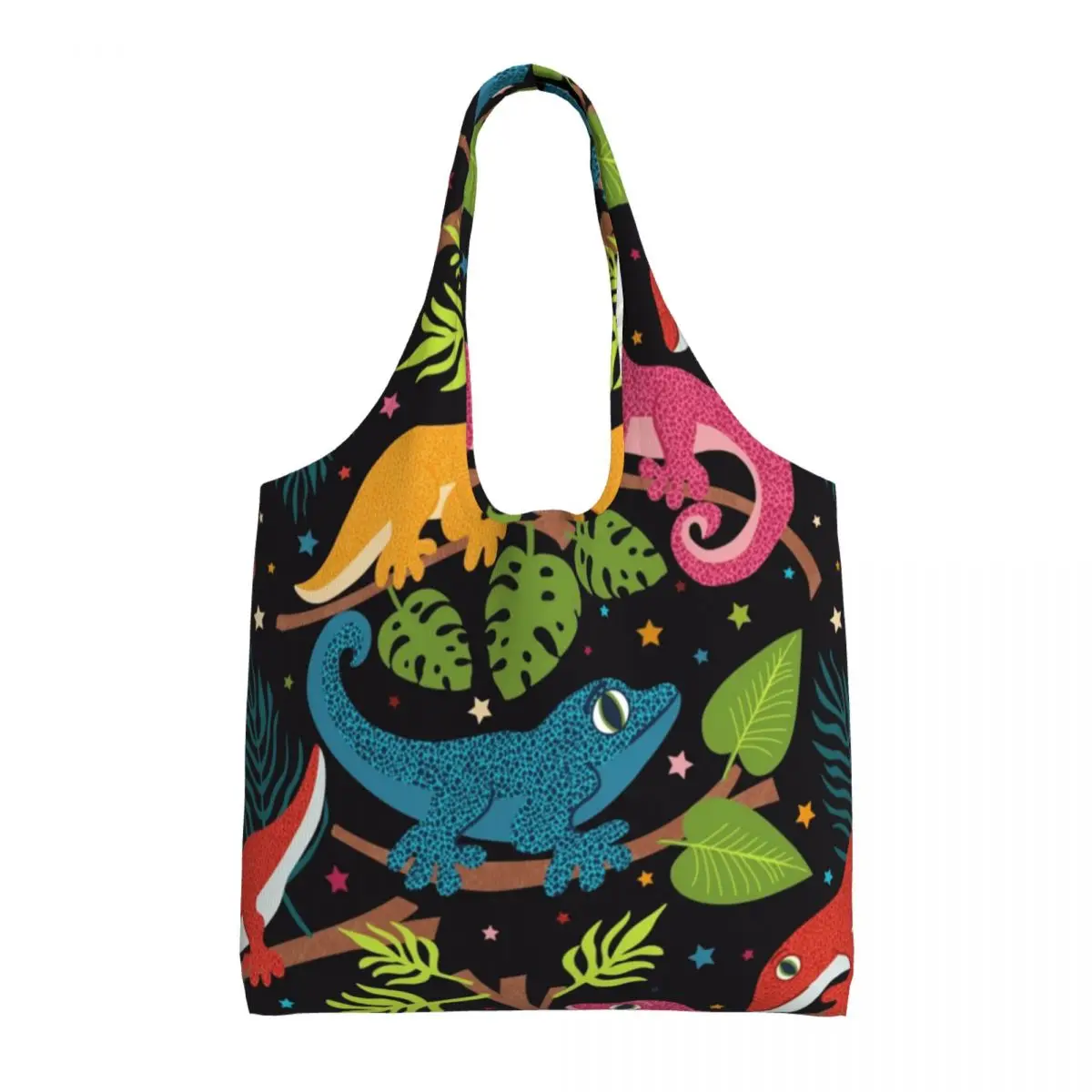 

Geckos With Leaves Shopper Bag Holly Animal Shoulder Bag Female College Polyester Tote Bag Fun Print Handbags