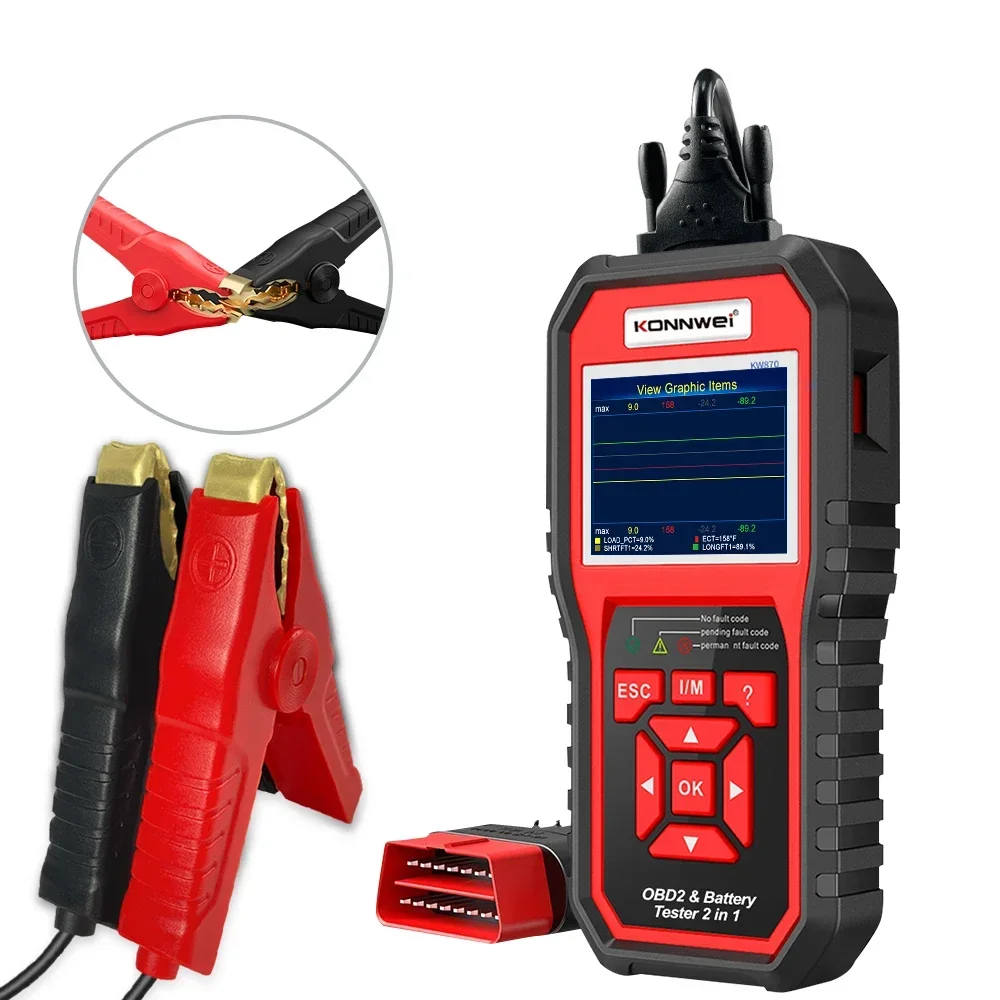 KONNWEI KW870 6 В 12 автомобильный мотоциклетный аккумуляторный тестер OBD2
