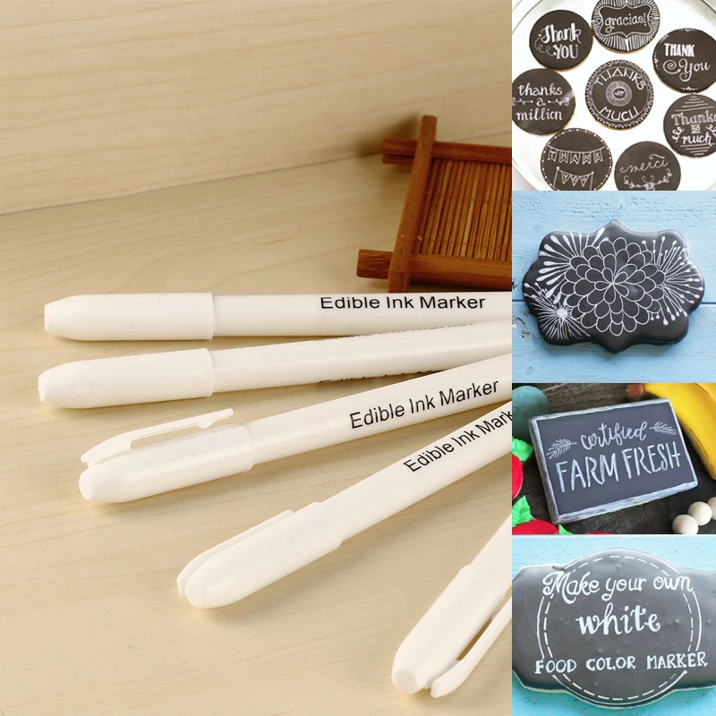 

Цветные ручки для помадки, печенья, выпечки, пигментная белая ручка, кисть для самостоятельного рисования, Бисквитное печенье, разноцветная...