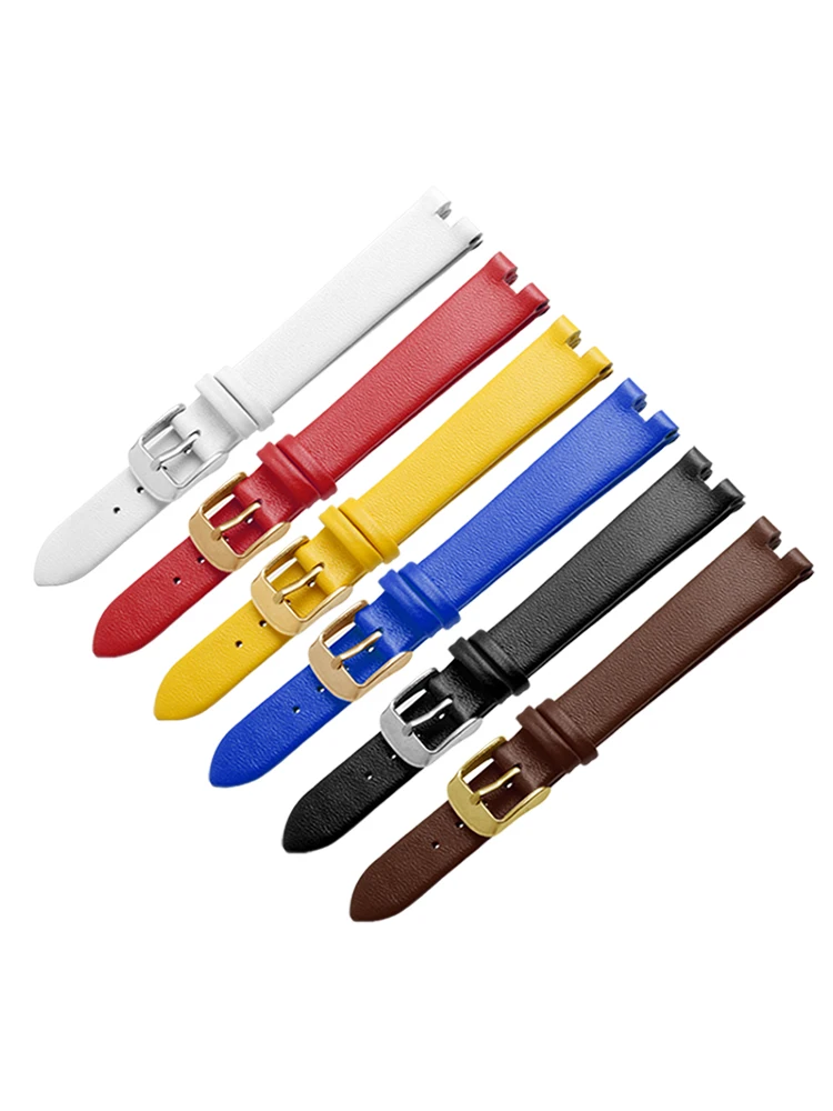 Фото Ремешок кожаный для смарт-часов Garmin Lily Series, спортивный Ультратонкий браслет для женских часов, цепочка белого и черного цветов, 14 мм №5