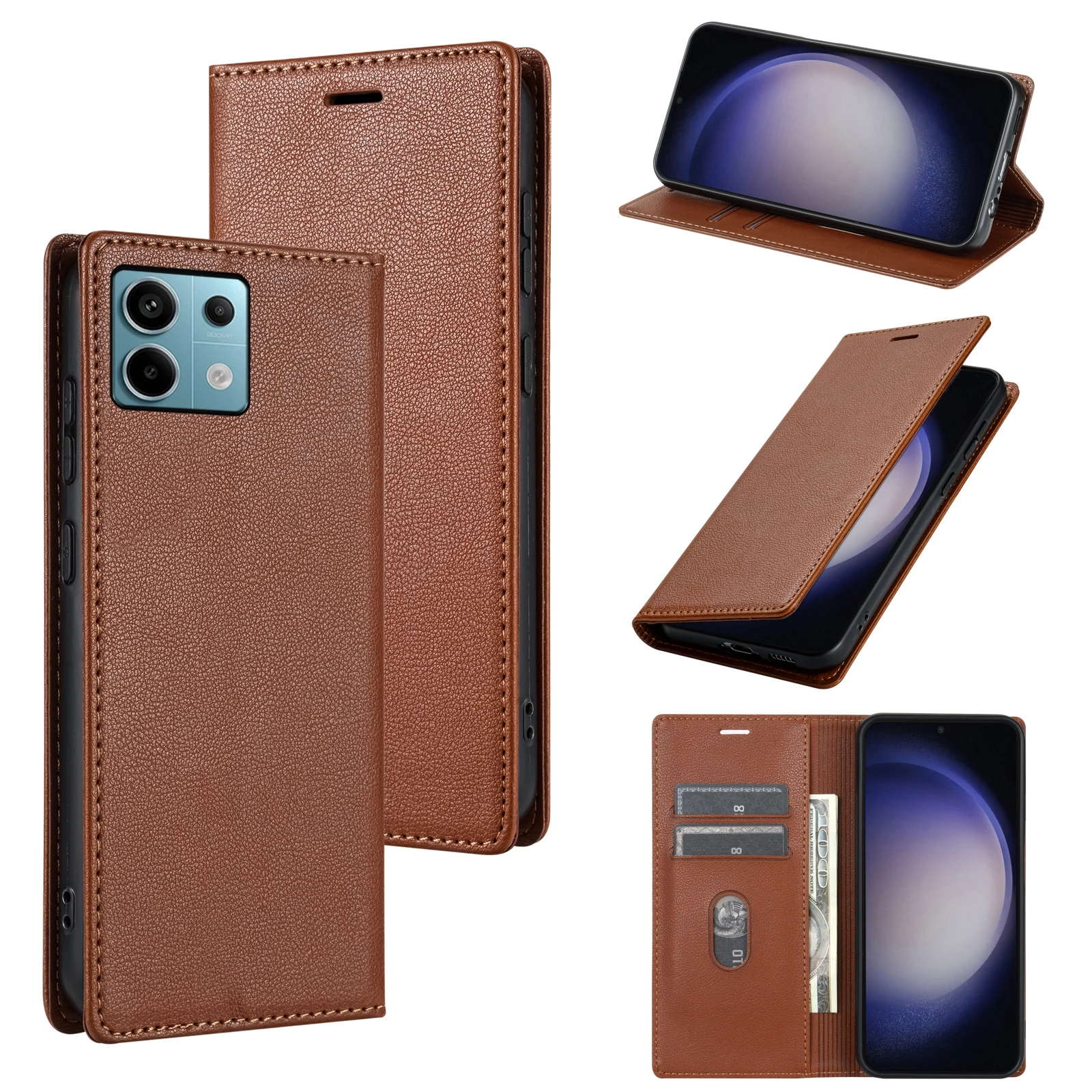 4 # Кожаный чехол-кошелек с защитой от падения раскладной чехол для телефона Xiaomi