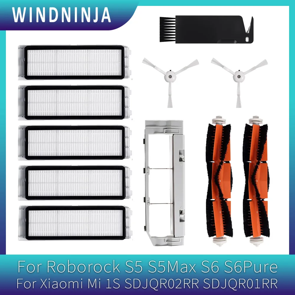 Фото Для Roborock S5 S5Max S6 S6Pure, для Xiaomi Mi 1S SDJQR02RR SDJQR01RR: Запчасти для пылесоса (основная и боковая щетки, крышка, фильтр) №1