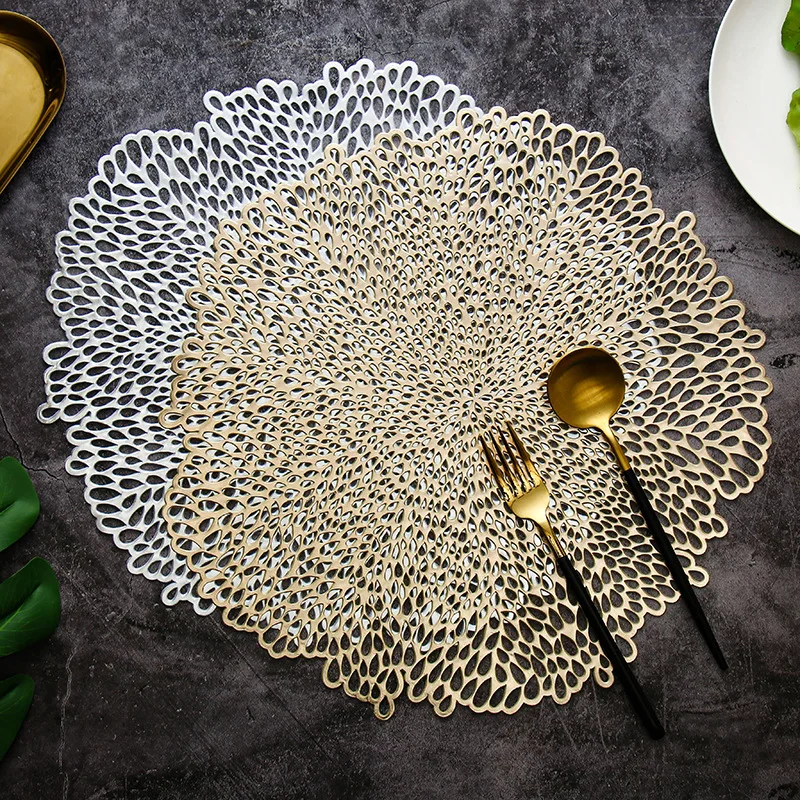 

Hollow Out Dining Mat, Raindrop Shaped PVC Dining Mat, Decorative Party and Wedding Pressed Vinyl Placemat